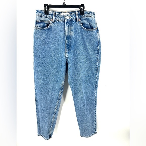 Zara Womens High Rise Mom Jeans Size 10 Blue Wash Ankle Rigid Denim - Picture 2 of 8